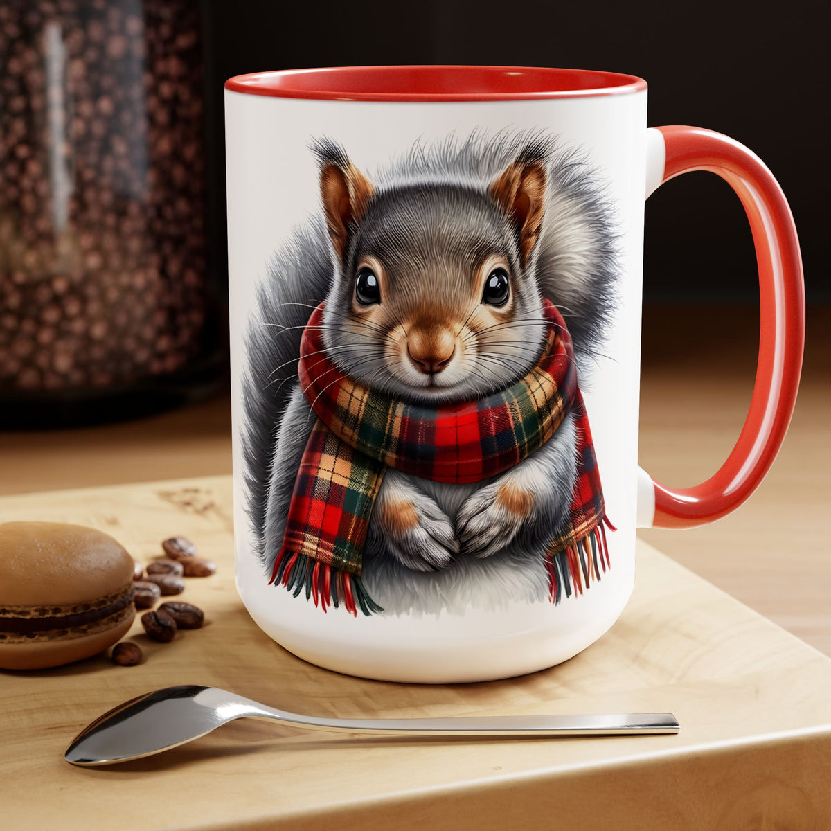 Squirrel Mug, Mug for Squirrell Lovers, Funny Coffee Mug, Gift for Squirrell Lovers, Squirrell With Scarf Mug, Christmas Mug Winter Mug 15oz