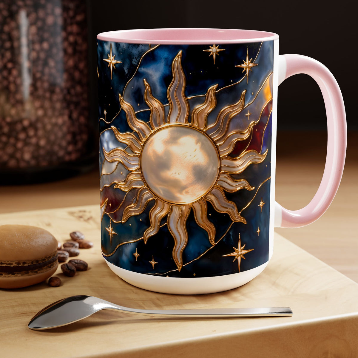 Celestial Sun Moon Mug, Stained Glass Style Coffee Mug, Moon & Sun Mug, Witchy Gift Mug, Astrology Mug, Dark Academia Cup, Gothic Cup