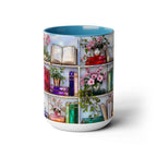 Stained Glass Style Bookshelf Mug, Colorful Floral Book Mug, Book Lover Gift. Elegant Reading Mug