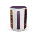 Floral Bookshelf Mug, Stained Glass Style Flowers & Bees Mug 15oz, Garden Book Lover Gift