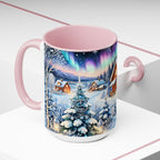 Christmas Mug, Christmas Nordic Village Mug, Christmas Cabin Mug, Aurora Winter Mug, Unique Christmas Gift, Big Mug, Vintage Style Mug 15oz