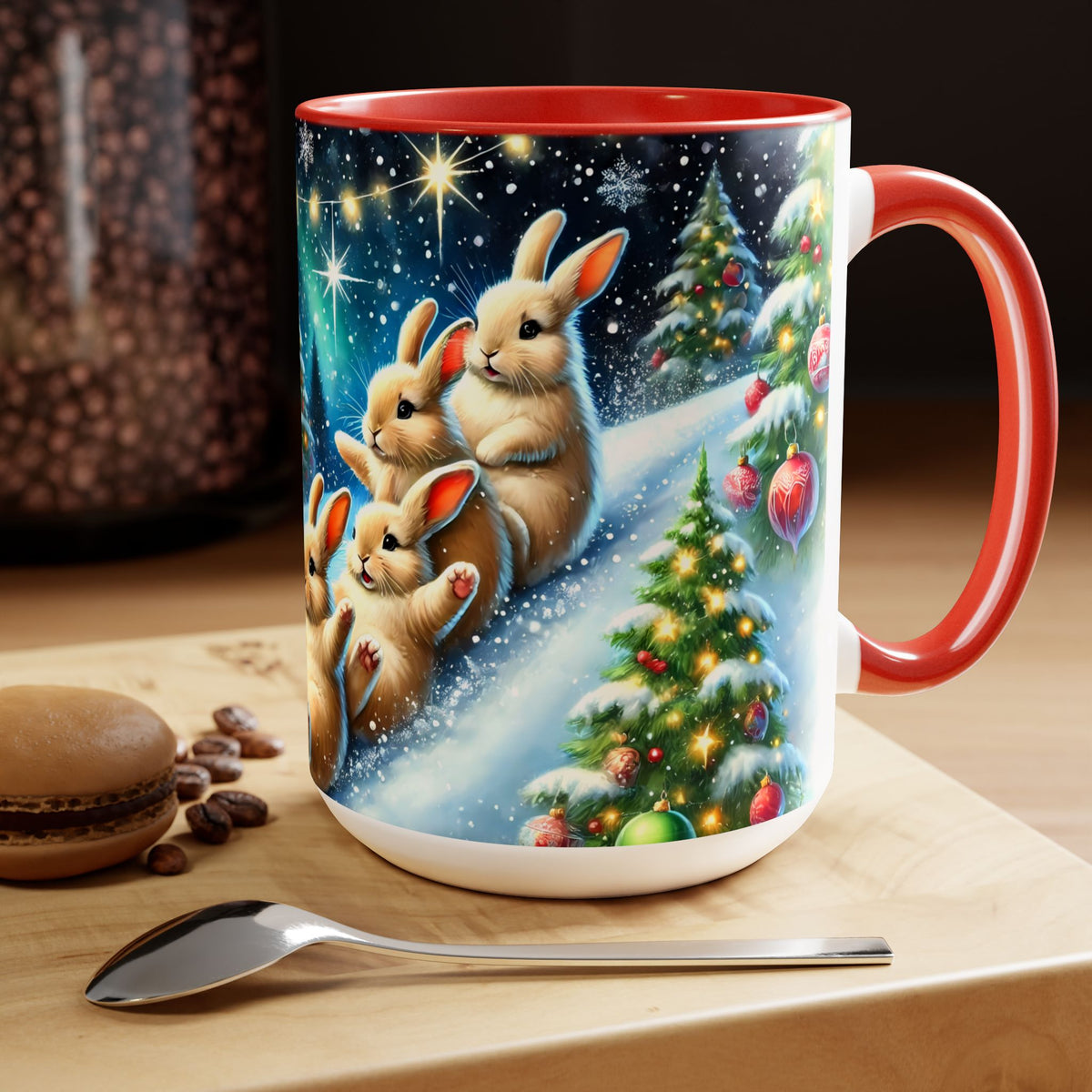 Christmas Bunny Mug, Bunny Holiday Mug, Bunny Coffee Cup, Winter Mug, Bunny Gifts, Merry Christmas Cup, Funny Coffee Mug, Kitchen Decor 15oz