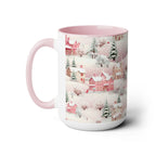 Pink Christmas Village Mug, Christmas Movie Mug, Christmas Coffee Mug, Merry Christmas Mug, Aesthetic Mug, Holiday Kitchen Decor, 15oz