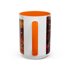 Floral Bookshelf Mug, Stained Glass Style Flowers & Bees Mug 15oz, Garden Book Lover Gift