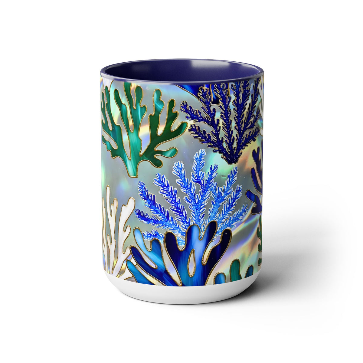 Coral Reef Mug, Stained Glass Style, Ocean Lover Gift Ocean Coffee Cup, Ocean Lover Cup 15oz