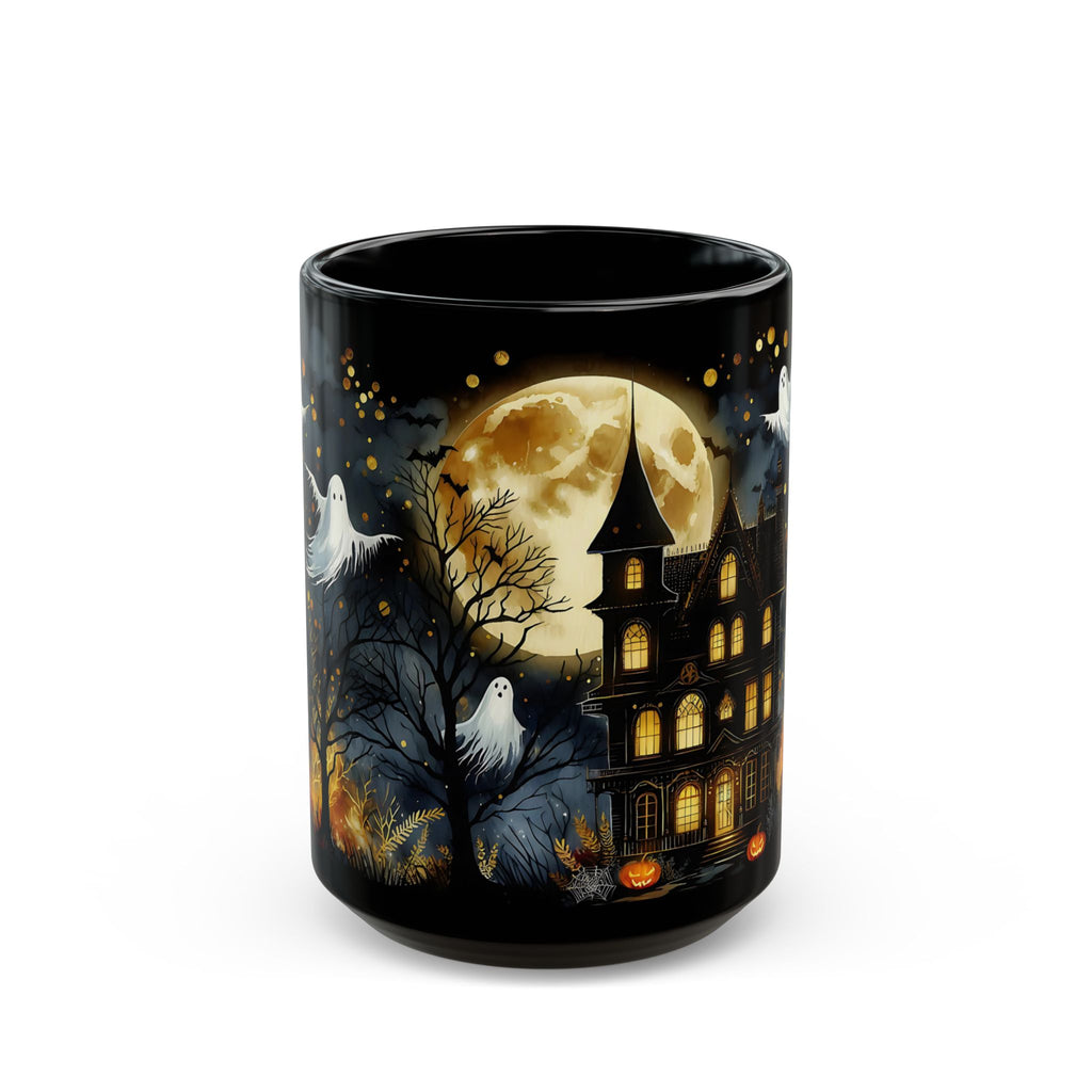 Halloween Mug, Halloween Haunted House Coffee Mug, Unique Halloween Gift, Witchy Halloween Cup, Vintage Style Halloween Mug, Ghost Mug 15oz