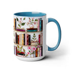 Stained Glass Bookshelf Mug, Book Lover Gift, Floral Bookish Cup, Library Aesthetic Mug, Ceramic Accent Mug, Reader Gift, Cozy Book Mug