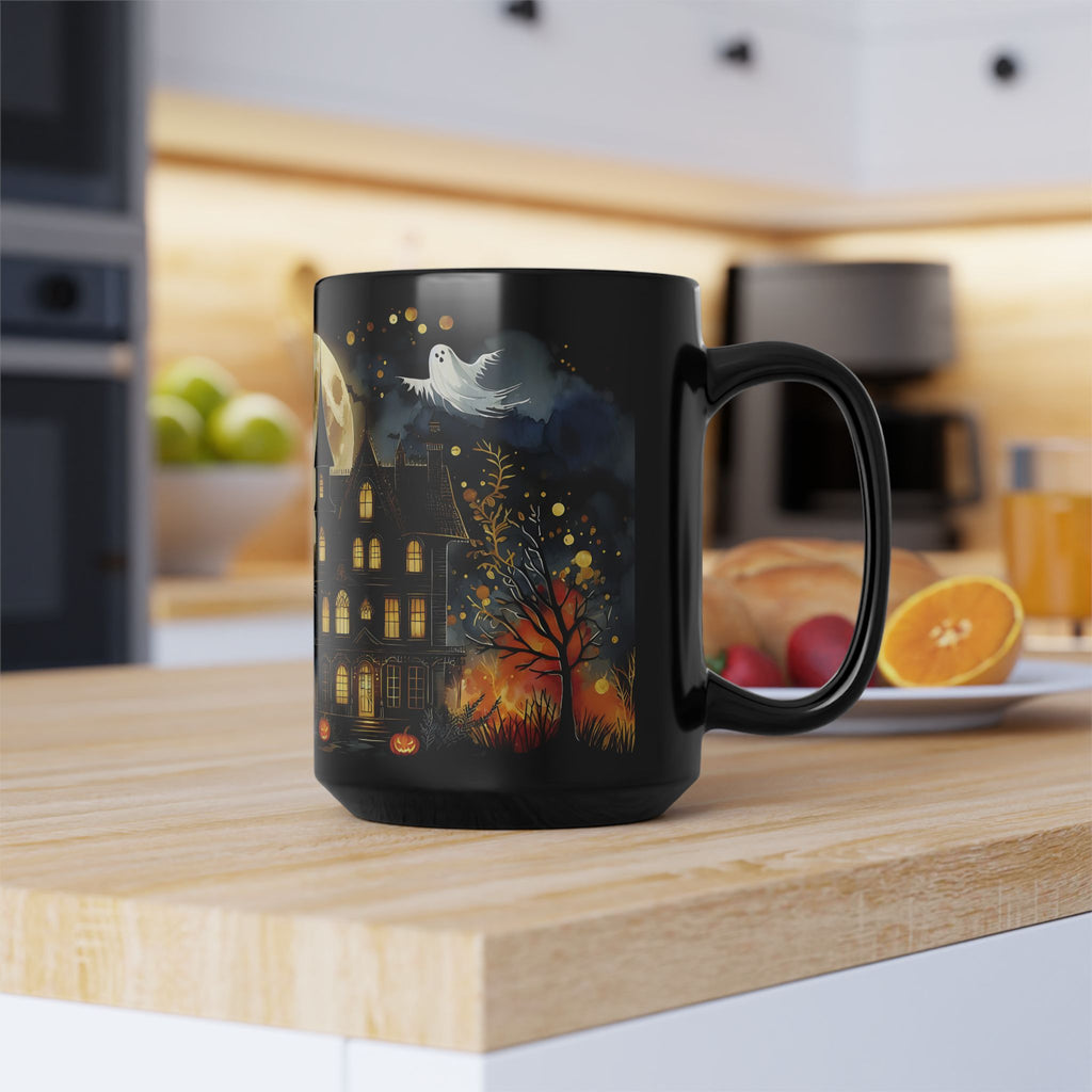 Halloween Mug, Halloween Haunted House Coffee Mug, Unique Halloween Gift, Witchy Halloween Cup, Vintage Style Halloween Mug, Ghost Mug 15oz