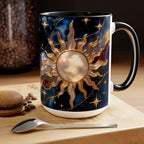 Celestial Sun Moon Mug, Stained Glass Style Coffee Mug, Moon & Sun Mug, Witchy Gift Mug, Astrology Mug, Dark Academia Cup, Gothic Cup
