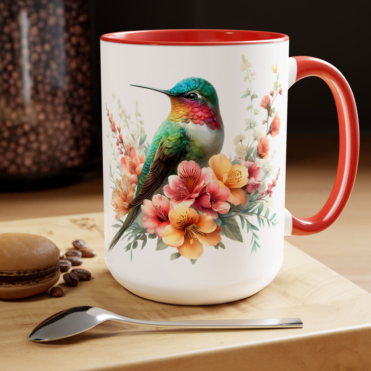 Hummingbird Mug, Hummingbird Bird Mug, Hummingbird Gifts for Women, Flower Hummingbird Mug, Bird Lover Gifts, Gift for Mom Mugs, 15oz