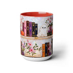 Halloween Ghost Bookshelf Mug, Cute Ghost Coffee Mug, Book Lover Gift, Pink Halloween Mug, Witchy Books Mug, Black Cat Mug, Fall Coffee Cup