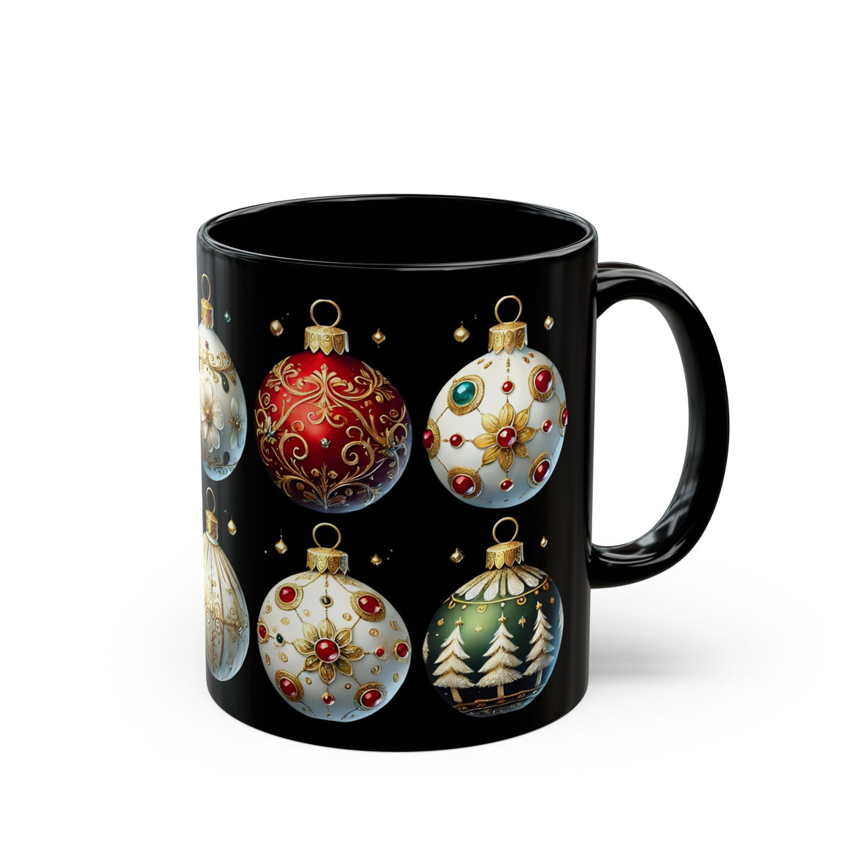 Christmas Ornaments Ceramic Mug, Holiday Coffee Cup, Festive Christmas Tea Cup, Festive Winter Drinkware, Xmas Decor Gift Idea 11oz, 15oz