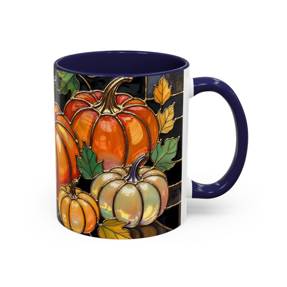 Pumpkin Mug, Fall Coffee Mug, Autumn Pumpkin Cup, Stained Glass Pumpkin Mug, Cozy Fall Gift, Thanksgiving Mug, Halloween Mug