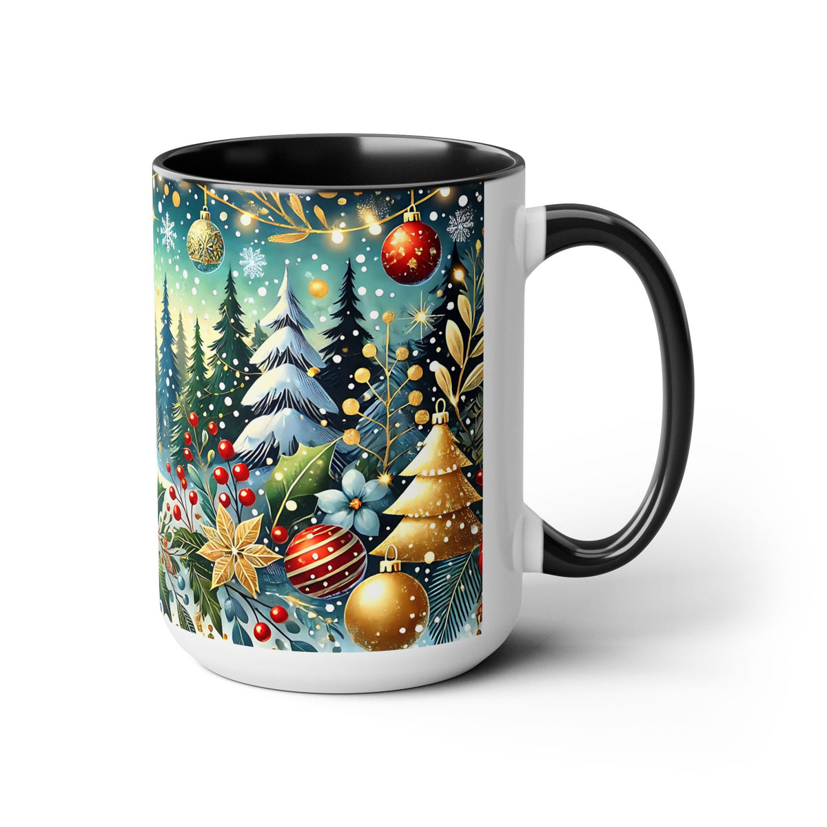 Festive Christmas Mug, Vintage Style Holiday Mug, Classic Christmas Tree Mug, Christmas Coffee Mug, Kitchen Decor Mug Forest Coffee Mug 15oz