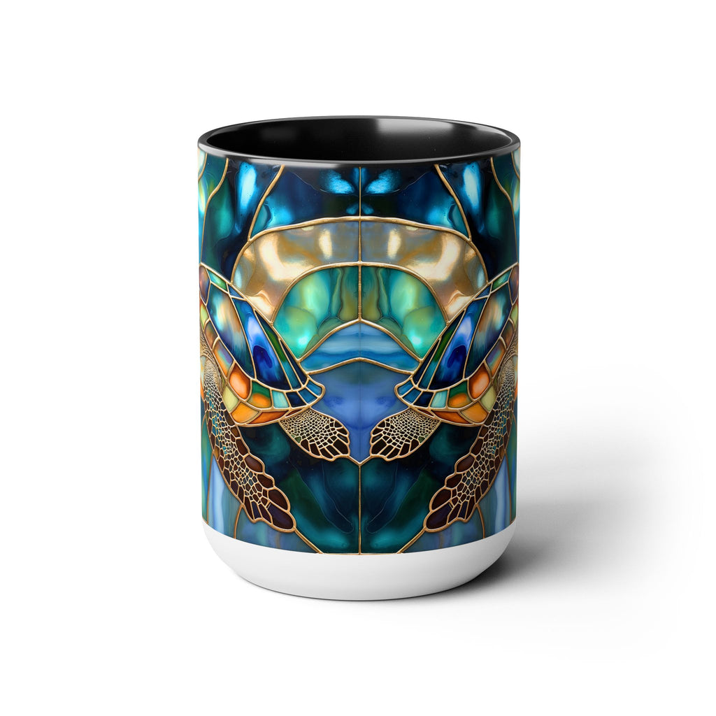 Sea Turtle Mug, Stained Glass Style | Ocean Coffee Cup, Ocean Lover Cup 15oz