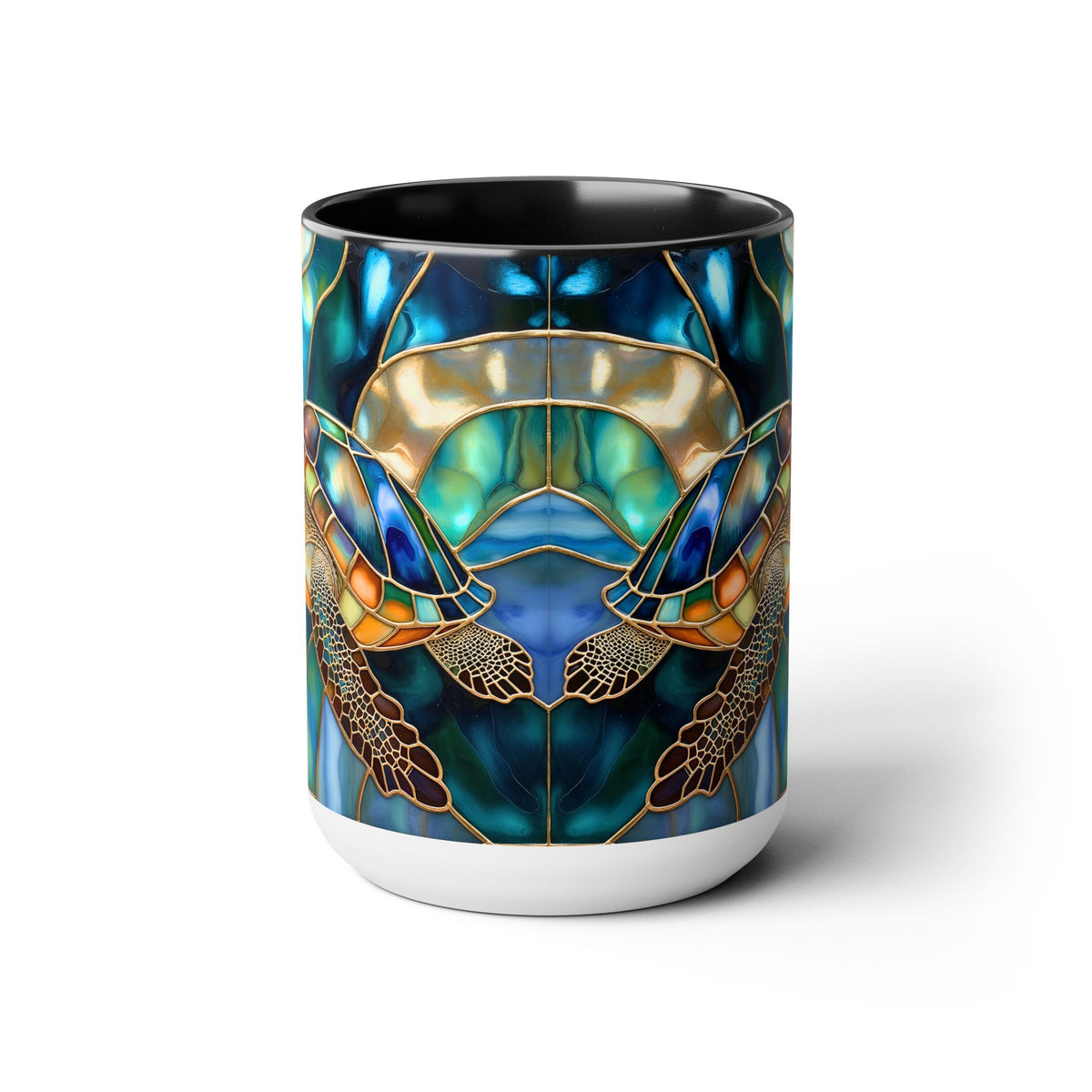 Sea Turtle Mug, Stained Glass Style | Ocean Coffee Cup, Ocean Lover Cup 15oz