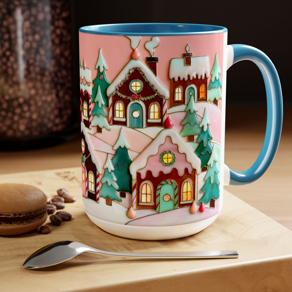 Pink Christmas Mug, Pinkmas Village Coffee Cup, Pink Christmas Town Mug 15oz, Cute Christmas Gift for Her