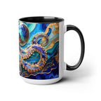 Blue Octopus Mug, Stained Glass Style | Ocean Art Coffee Cup, Beach Lover Cup 15oz