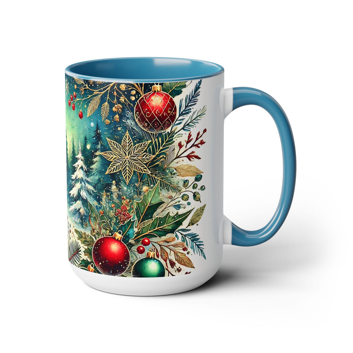 Christmas Mug, Vintage Style Holiday Mug, Christmas Tree Mug, Christmas Coffee Mug, Christmas Forest Mug, Kitchen Decor Mug, Forest Mug 15oz