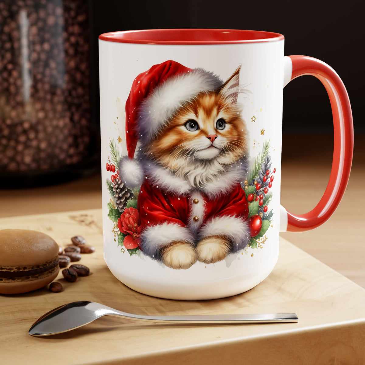 Meowy Christmas Mug, Santa Cat Mug, Cute Christmas Mug, Christmas Cats Mug, Cat Lover Gift, Cat Mom Gift, Holiday Mug, Christmas Mug 15oz