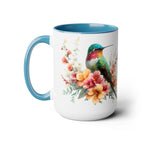 Hummingbird Mug, Hummingbird Bird Mug, Hummingbird Gifts for Women, Flower Hummingbird Mug, Bird Lover Gifts, Gift for Mom Mugs, 15oz