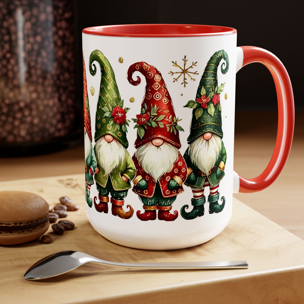 Gnome Christmas Mug, Gnome Coffee Mug, Holiday Gnome Cup, Gnome Lover Gift, Kitchen Decor Gnome Coffee Cup, Trendy Mug, Xmas Gift Mug 15oz