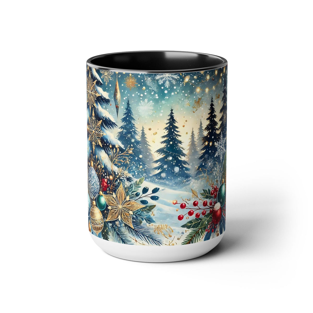 Festive Christmas Mug, Vintage Style Holiday Mug, Classic Christmas Tree Mug, Christmas Coffee Mug, Kitchen Decor Mug Forest Coffee Mug 15oz