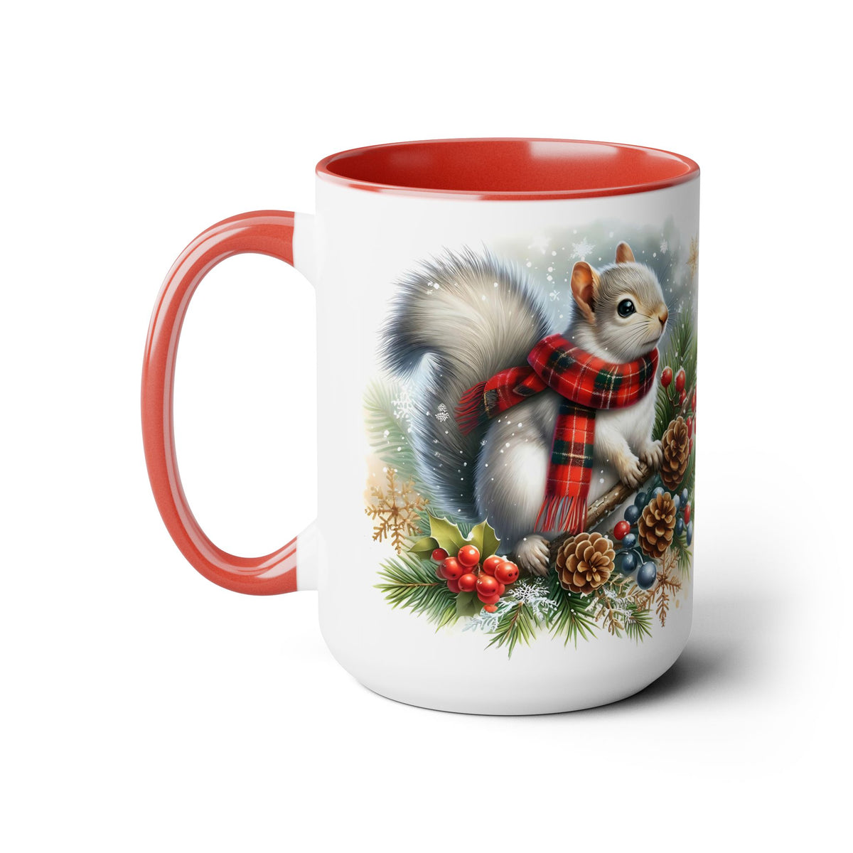 Squirrel Mug, Mug for Squirrell Lovers, Christmas Mug, Winter Ceramic Mug, Coffee Mug, Gift for Squirrell Lovers, Squirrell With Scarf  15oz