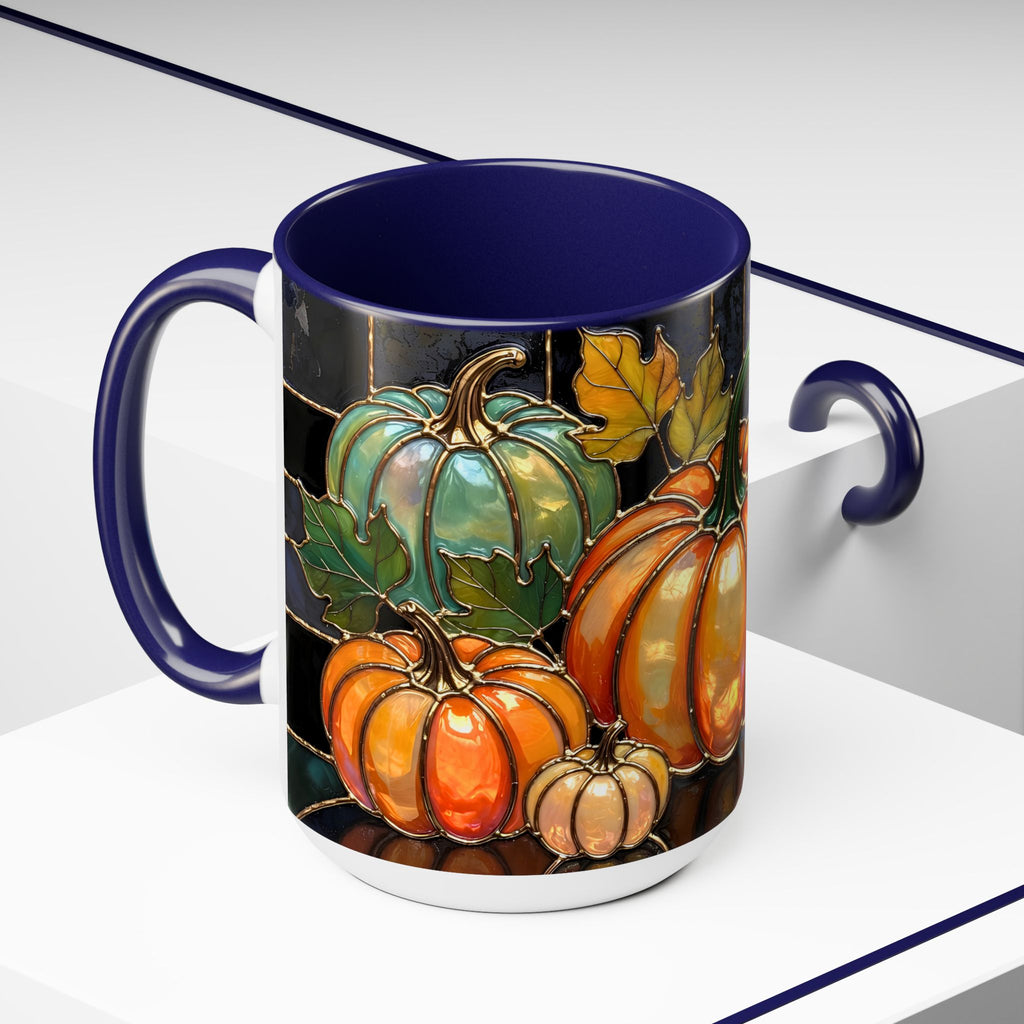Pumpkin Mug, Fall Coffee Mug, Autumn Pumpkin Cup, Stained Glass Pumpkin Mug, Cozy Fall Gift, Thanksgiving Mug, Halloween Mug
