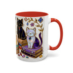 Stained Glass Style Cats Mug, Bookish Cat Art Mug, Jewel Tone Fantasy Cats Cup, Book Lover Mug 15oz