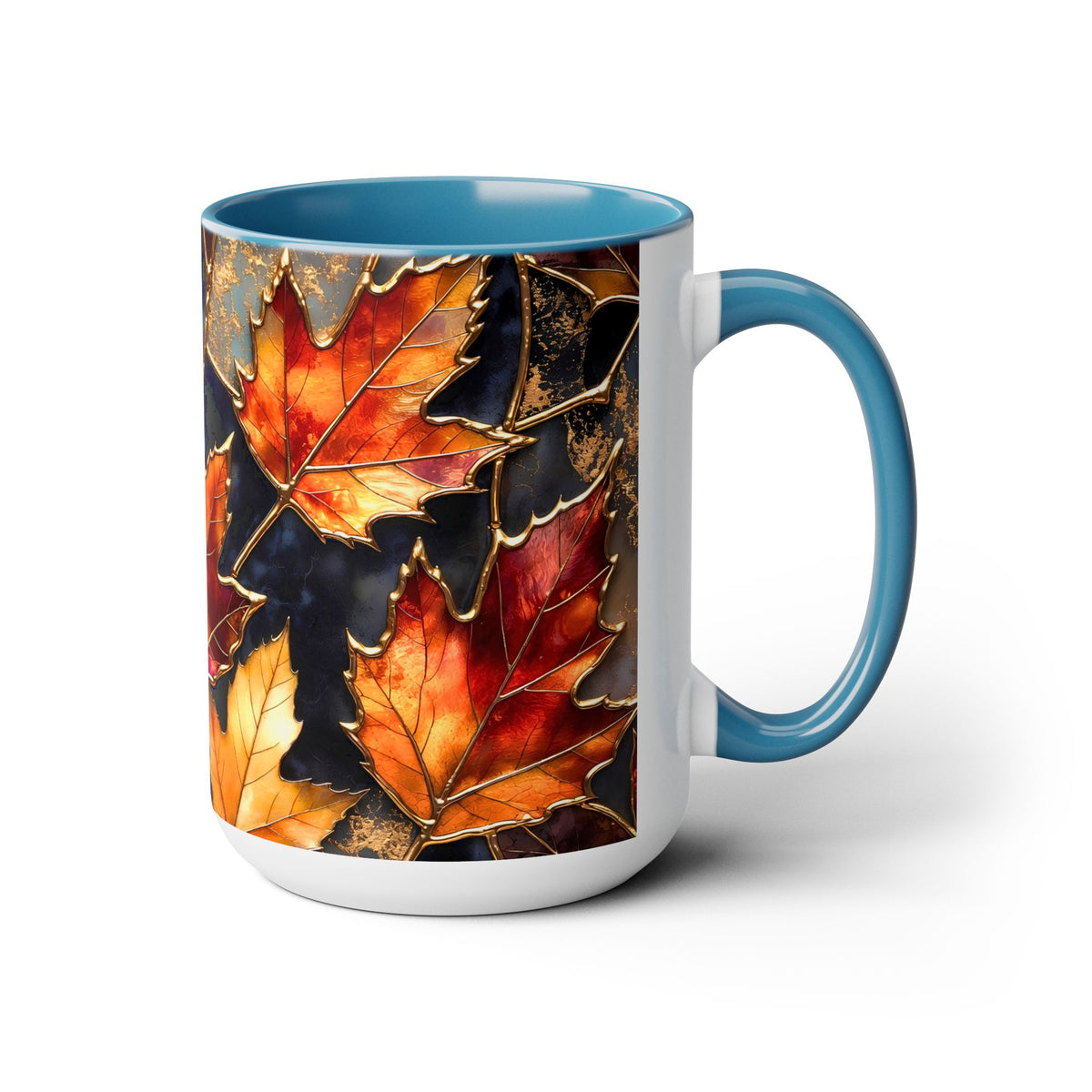 Autumn Leaves Mug, Fall Coffee Mug, Maple Leaf Mug, Stained Glass Style Mug, Thanksgiving Mug, Cozy Fall Gift, Autumn Coffee Cup
