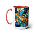 Sea Turtle Mug, Stained Glass Style | Ocean Coffee Cup, Ocean Lover Cup 15oz