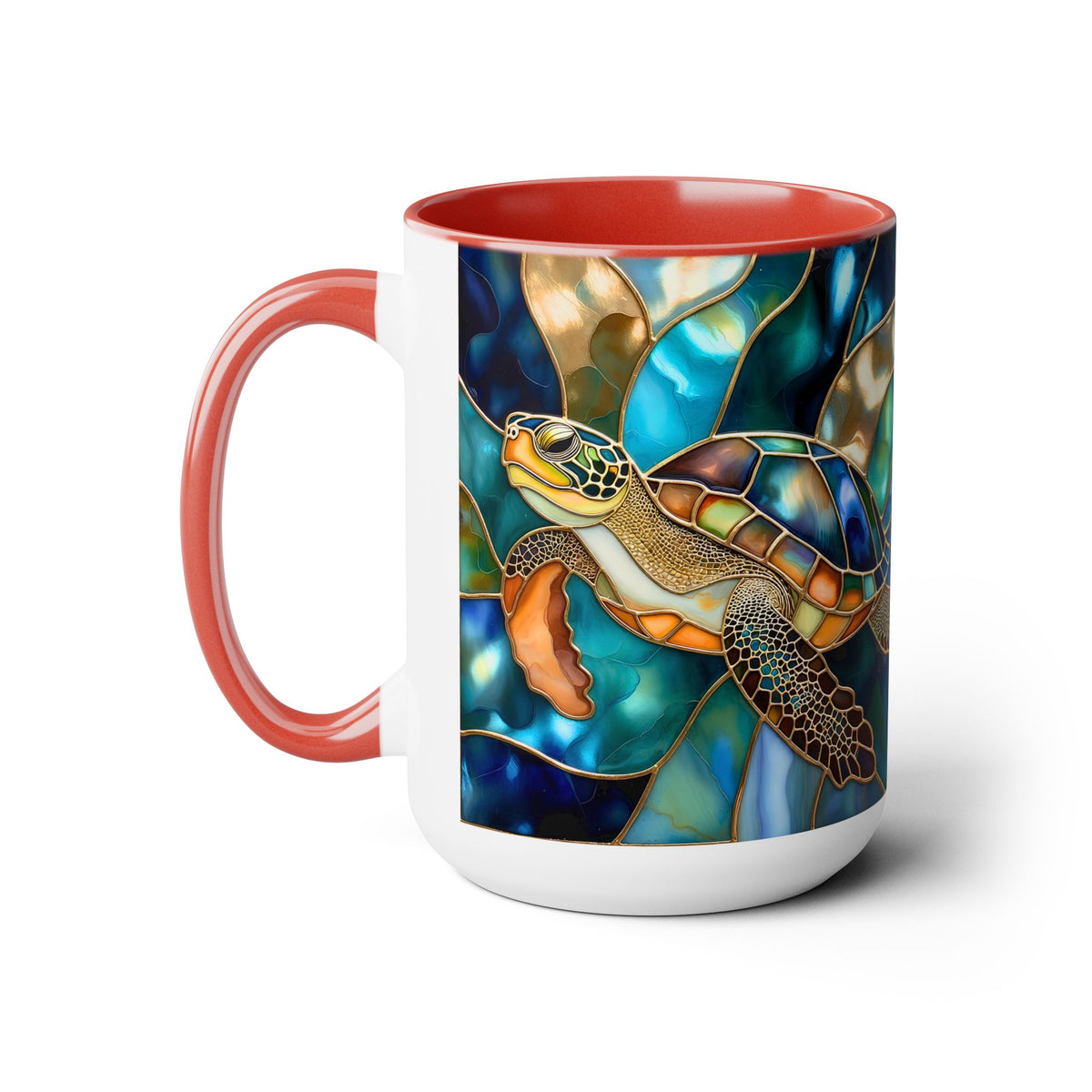 Sea Turtle Mug, Stained Glass Style | Ocean Coffee Cup, Ocean Lover Cup 15oz
