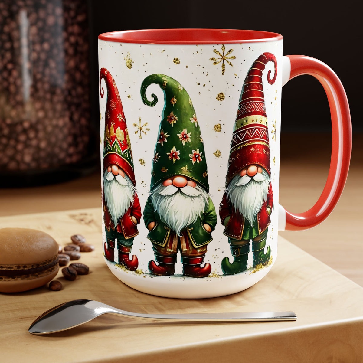 Gnome Christmas Mug, Gnome Coffee Mug, Holiday Gnome Cup, Gnome Lover Gift, Kitchen Decor Gnome Coffee Cup, Trendy Mug, Xmas Gift Mug 15oz