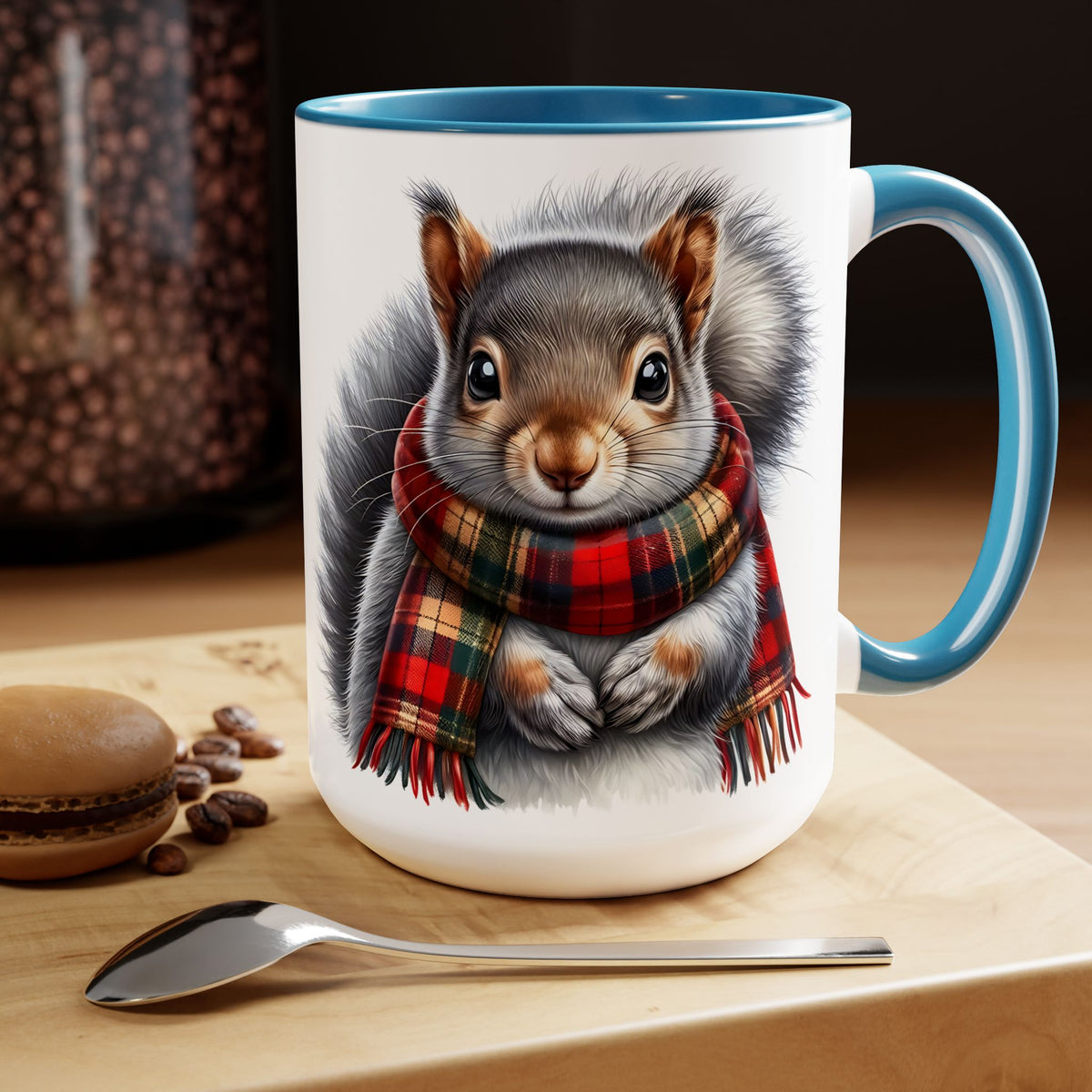 Squirrel Mug, Mug for Squirrell Lovers, Funny Coffee Mug, Gift for Squirrell Lovers, Squirrell With Scarf Mug, Christmas Mug Winter Mug 15oz