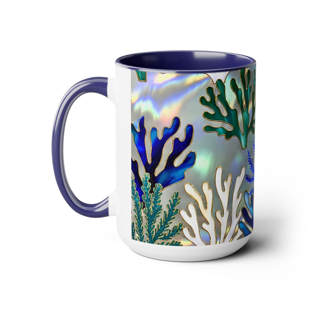 Coral Reef Mug, Stained Glass Style, Ocean Lover Gift Ocean Coffee Cup, Ocean Lover Cup 15oz