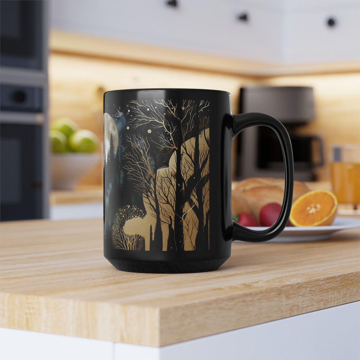 Dark Forest Mug, Mystical Night Coffee Mug, Witchy Moon Mug, Gothic Forest Dark Academia Mug, Mystical Forest Coffee Cup, Halloween Cup 15oz