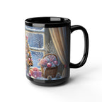Cozy Christmas Snowy Window View Mug, Christmas Coffee Mug, Pink Holiday Decor Coffee Cup, Festive Kitchen Gift, Winter Mug 11oz, 15oz