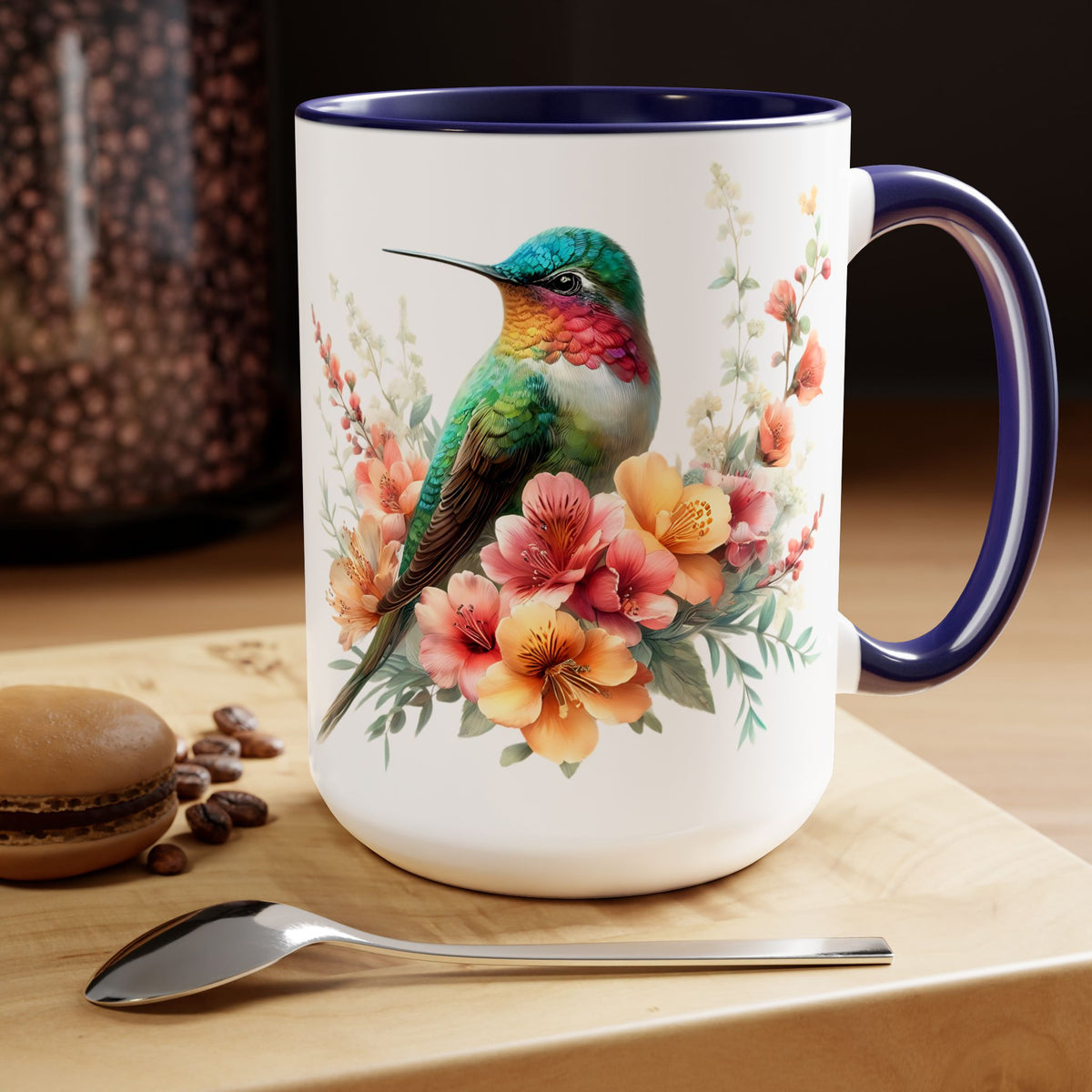Hummingbird Mug, Hummingbird Bird Mug, Hummingbird Gifts for Women, Flower Hummingbird Mug, Bird Lover Gifts, Gift for Mom Mugs, 15oz