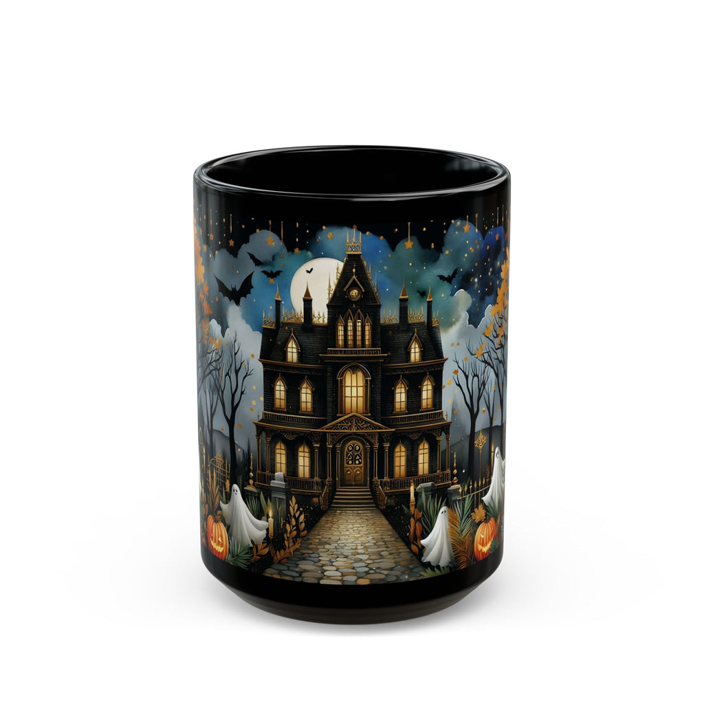 Halloween Haunted House Coffee Mug, Unique Halloween Gift, Spooky Witchy Cup, Halloween Cup, Vintage Style Halloween Mug, Ghost Mug 15oz