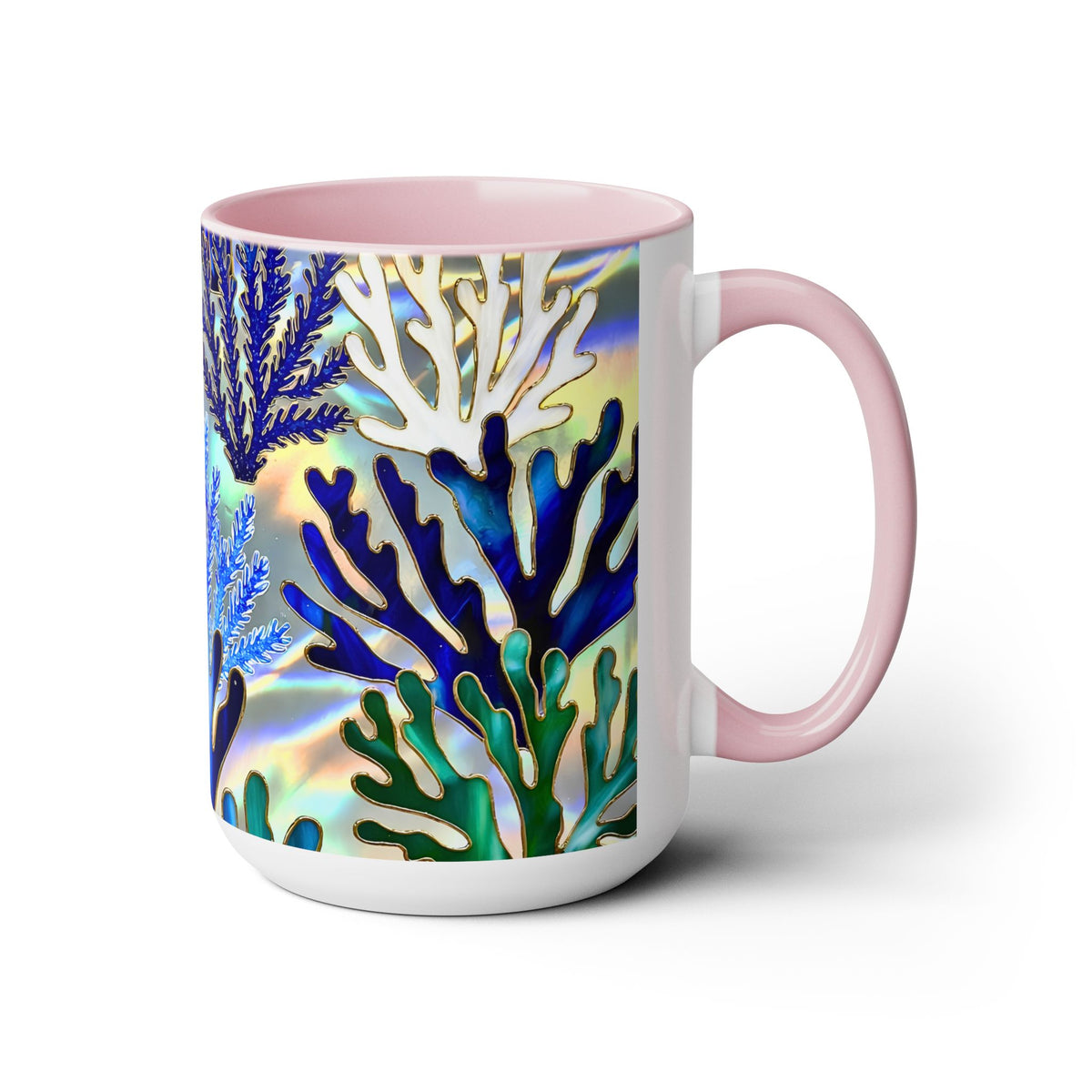 Coral Reef Mug, Stained Glass Style, Ocean Lover Gift Ocean Coffee Cup, Ocean Lover Cup 15oz