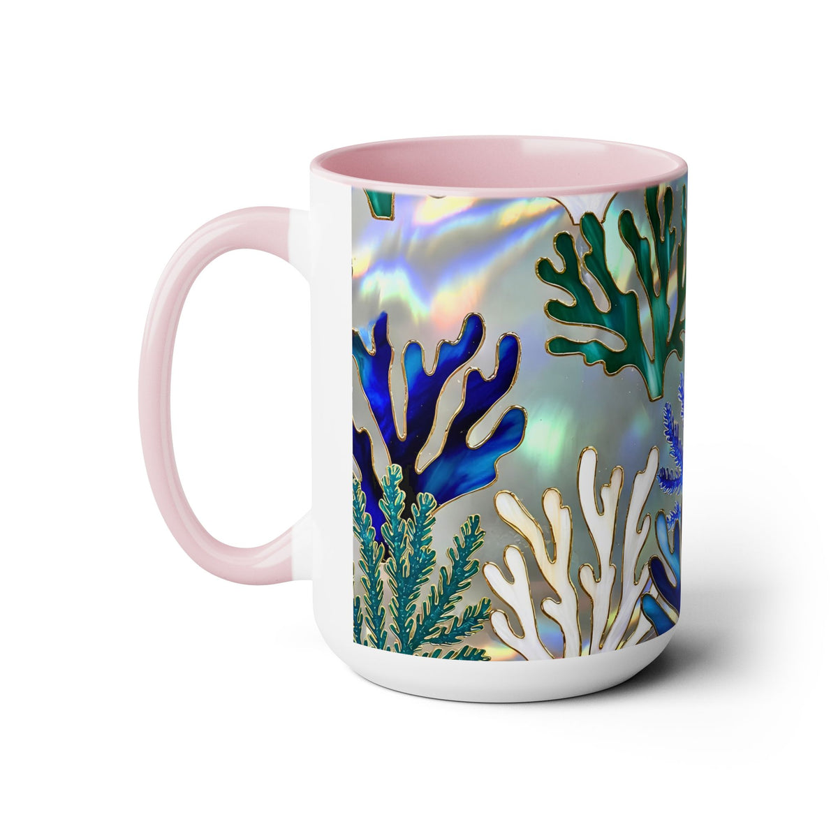 Coral Reef Mug, Stained Glass Style, Ocean Lover Gift Ocean Coffee Cup, Ocean Lover Cup 15oz