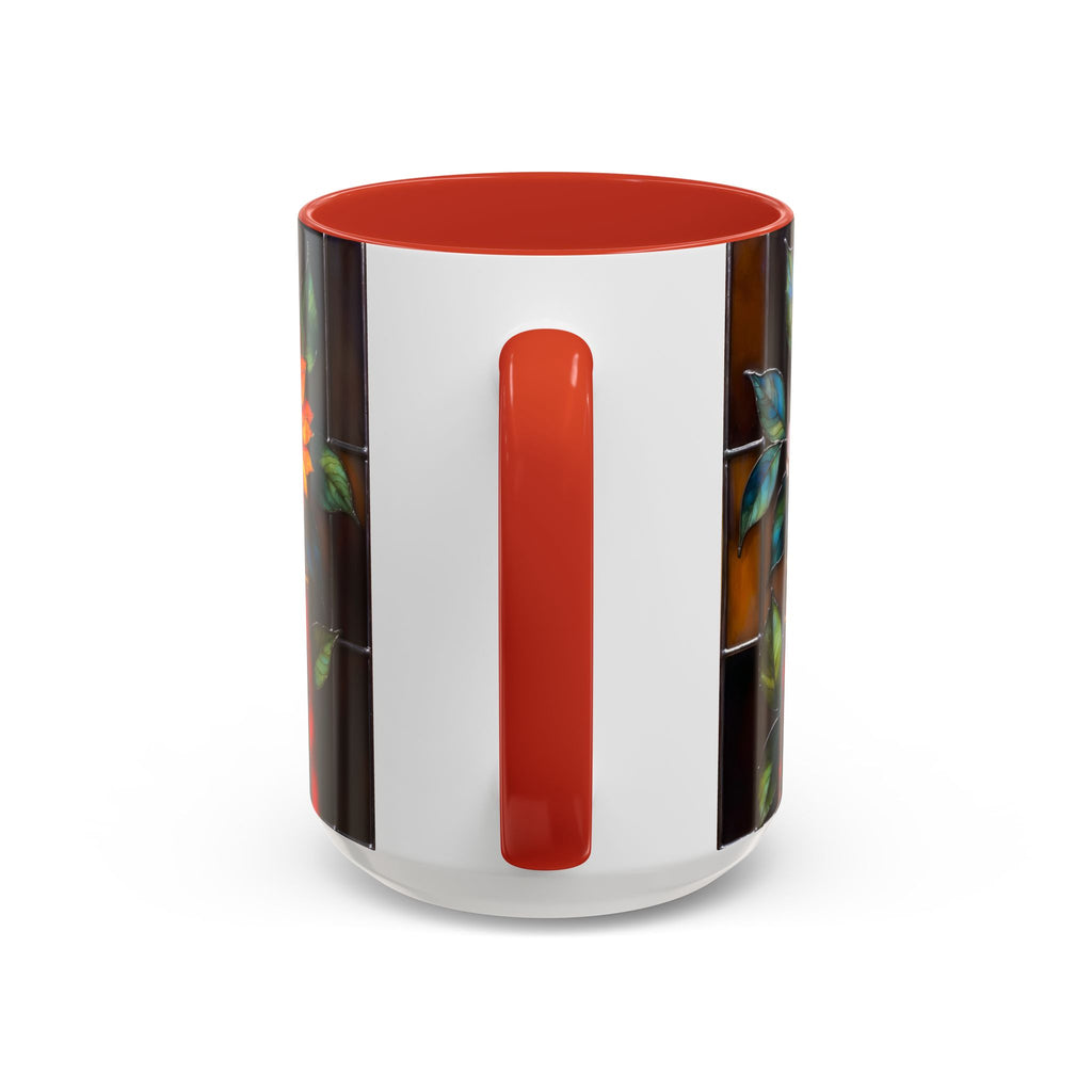 Floral Stained Glass Style Book Mug, Bookshelf Floral Ceramic Mug 15oz, Elegant Book Lover Gift, Garden Book Lover Gift