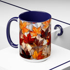 Autumn Maple Leaf Mug, Fall Stained-Glass Style Coffee Cup, Cozy Ceramic Seasonal Mug, Thanksgiving Gift Mug, Botanical Mug, Nature Mug 15oz
