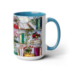 Stained Glass Style Bookshelf Mug, Colorful Floral Book Mug, Book Lover Gift. Elegant Reading Mug