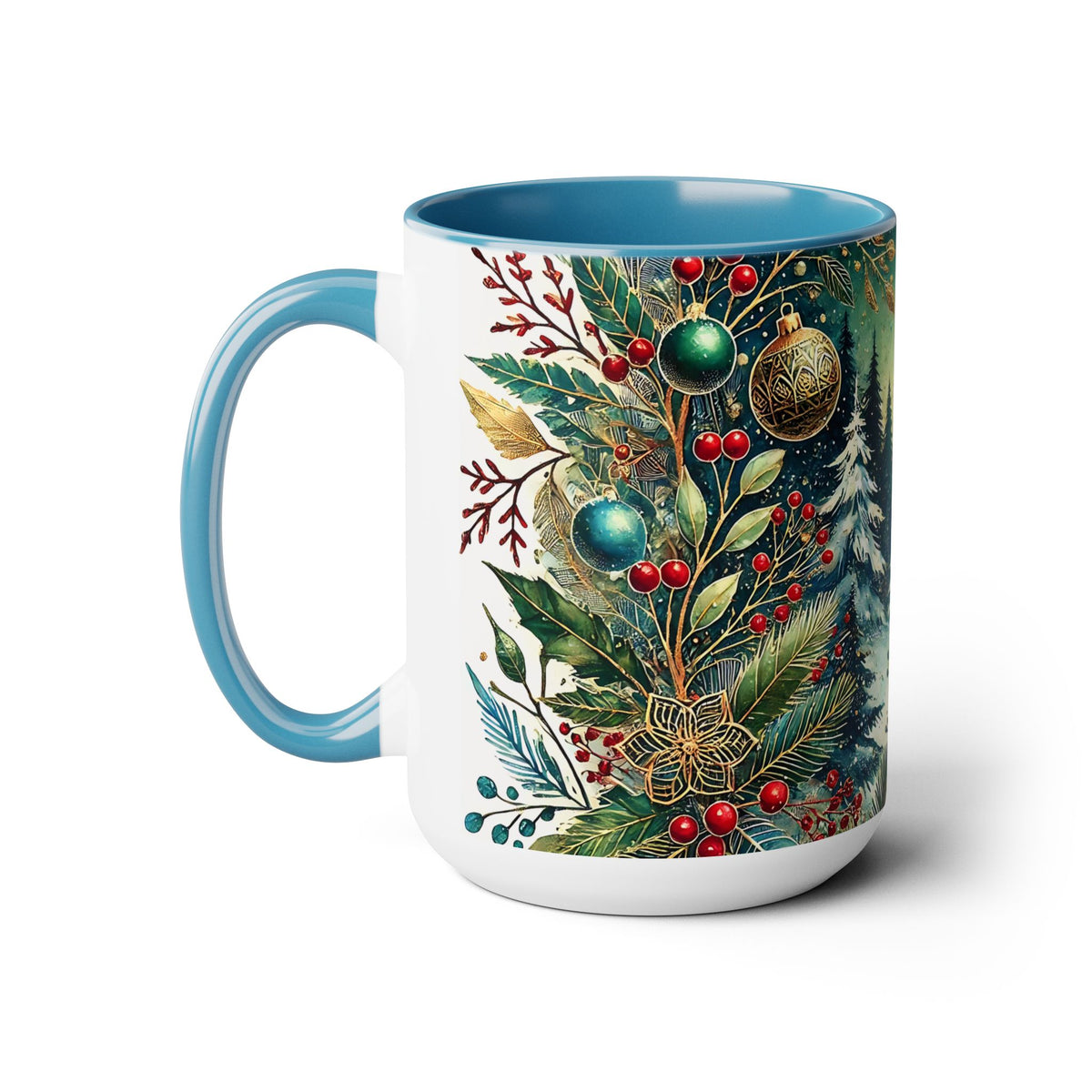 Christmas Mug, Vintage Style Holiday Mug, Christmas Tree Mug, Christmas Coffee Mug, Christmas Forest Mug, Kitchen Decor Mug, Forest Mug 15oz