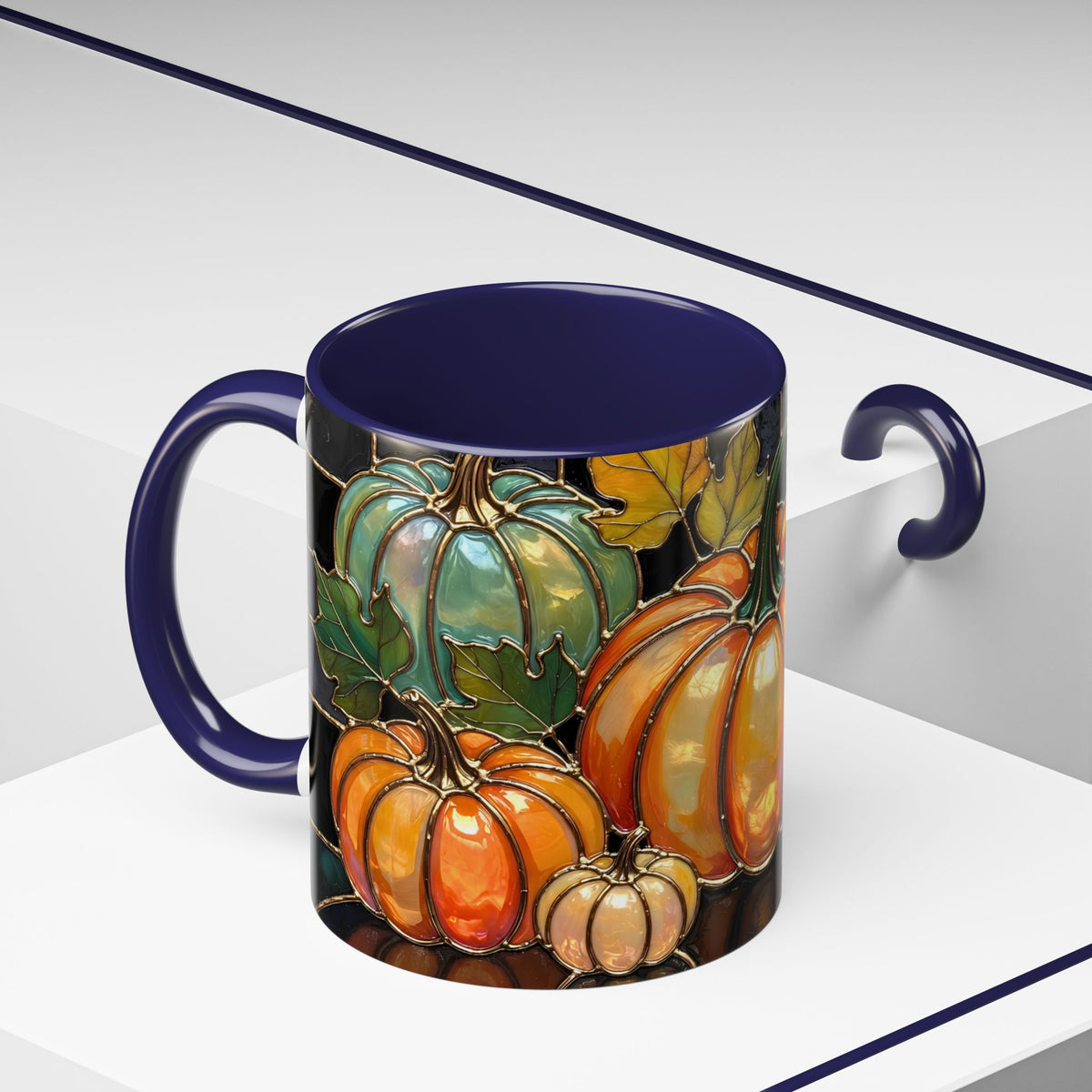 Pumpkin Mug, Fall Coffee Mug, Autumn Pumpkin Cup, Stained Glass Pumpkin Mug, Cozy Fall Gift, Thanksgiving Mug, Halloween Mug
