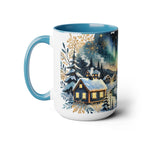 Christmas Village Mug, Christmas Cabin Mug, Merry Christmas Mug, Winter Mug, Unique Christmas Gift, Big Mug, Vintage Style Mug 15oz