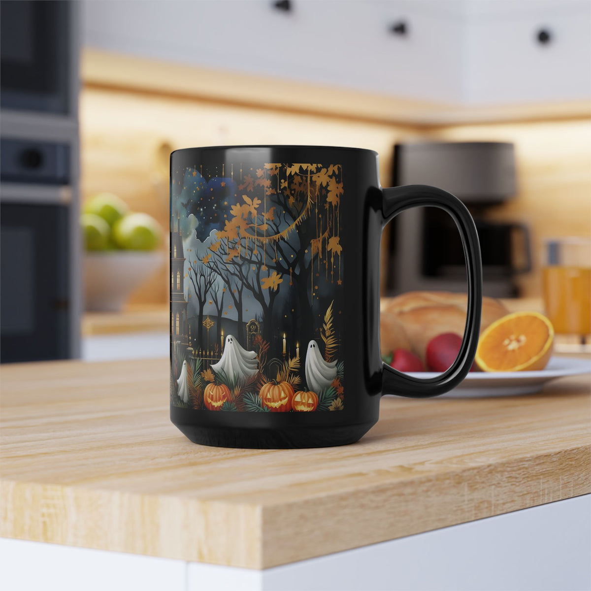 Halloween Haunted House Coffee Mug, Unique Halloween Gift, Spooky Witchy Cup, Halloween Cup, Vintage Style Halloween Mug, Ghost Mug 15oz