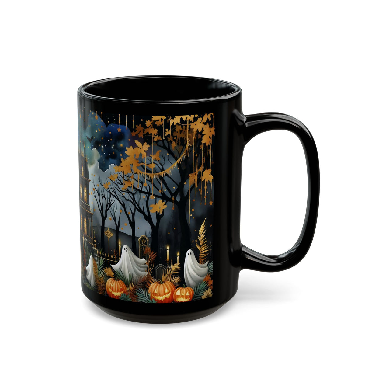 Halloween Haunted House Coffee Mug, Unique Halloween Gift, Spooky Witchy Cup, Halloween Cup, Vintage Style Halloween Mug, Ghost Mug 15oz